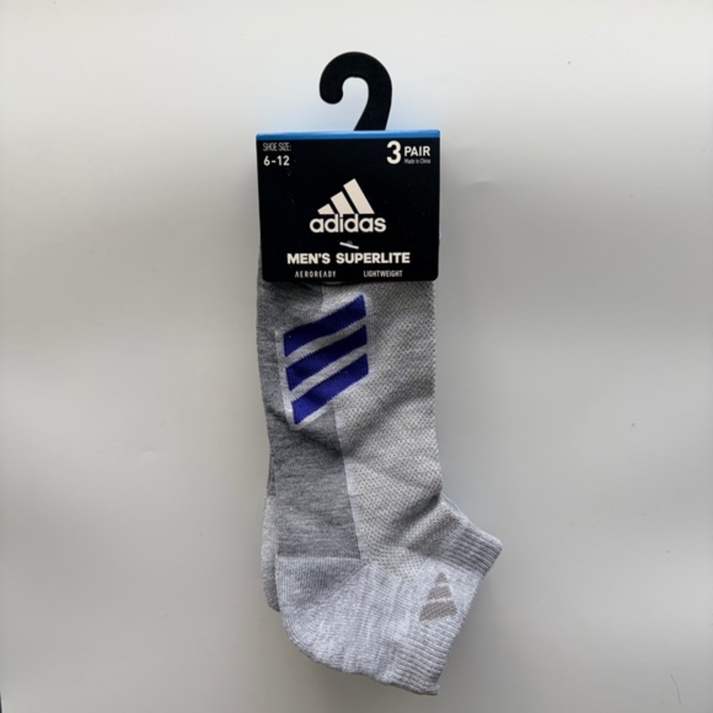 Adidas men’s low cut socks 3 pack size 6-12 gray blue